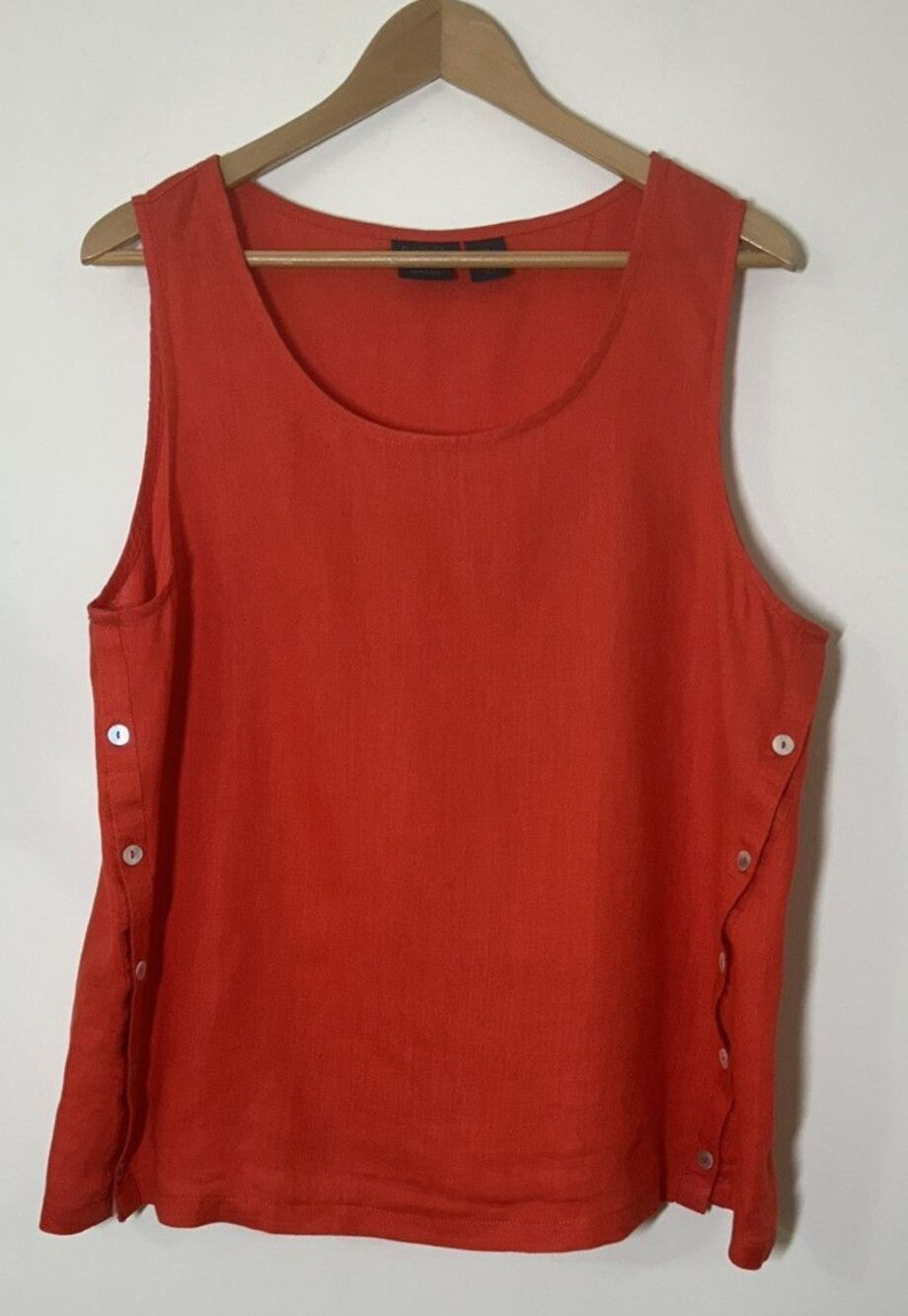 Rachel Roy Women's XL Sleeveless Linen Top Red with Side Buttons Lightweight